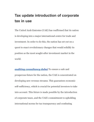 tax update introduction of corporate tax in uae