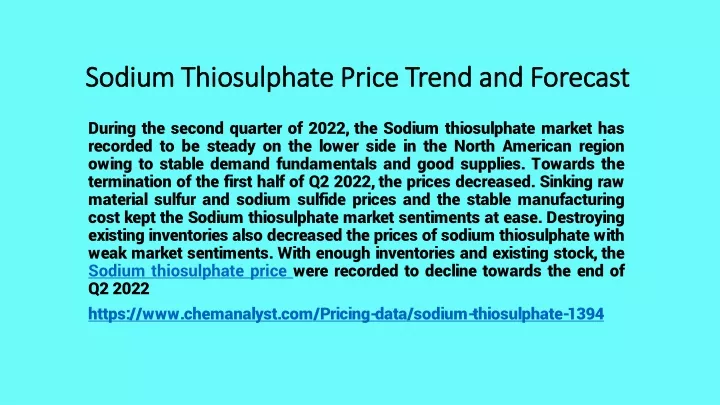 sodium thiosulphate price trend and forecast