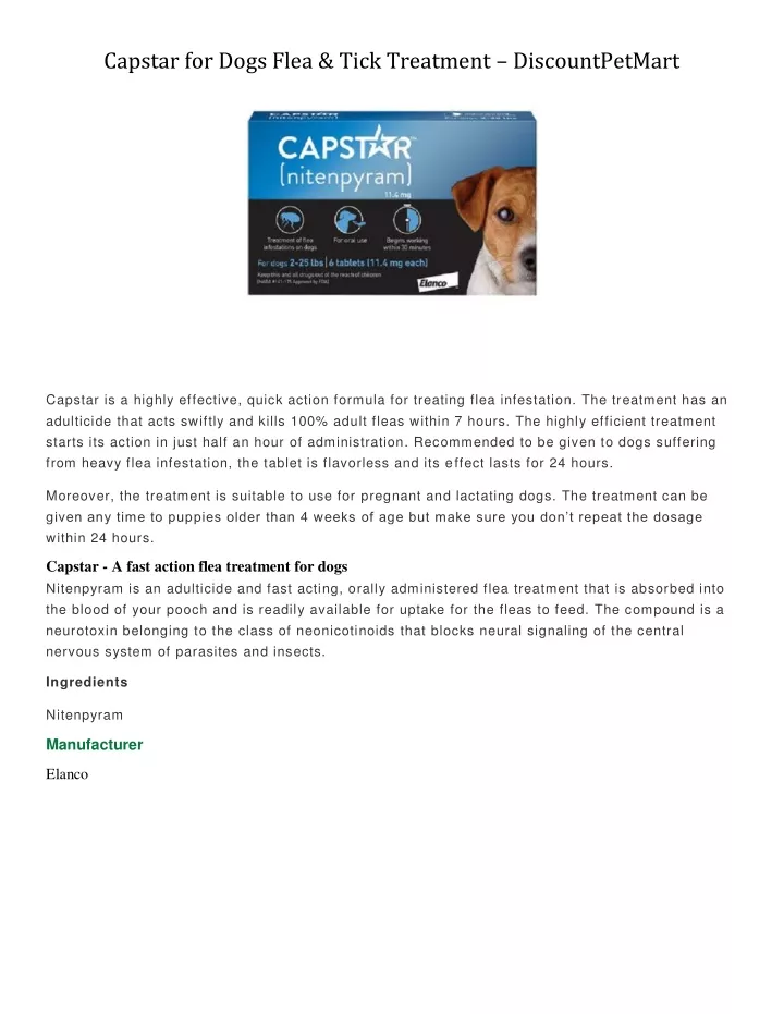 capstar for dogs flea tick treatment