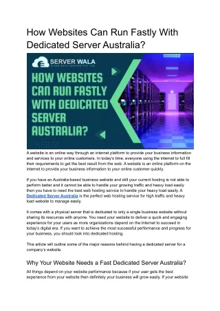 how websites can run fastly with dedicated server