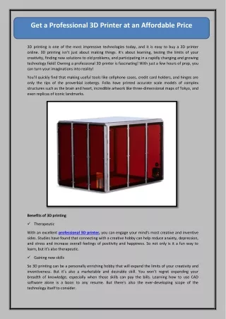 get a professional 3d printer at an affordable