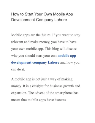 How to Start Your Own Mobile App Development Company Lahore