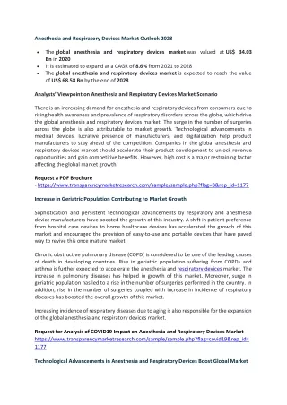anesthesia and respiratory devices market outlook