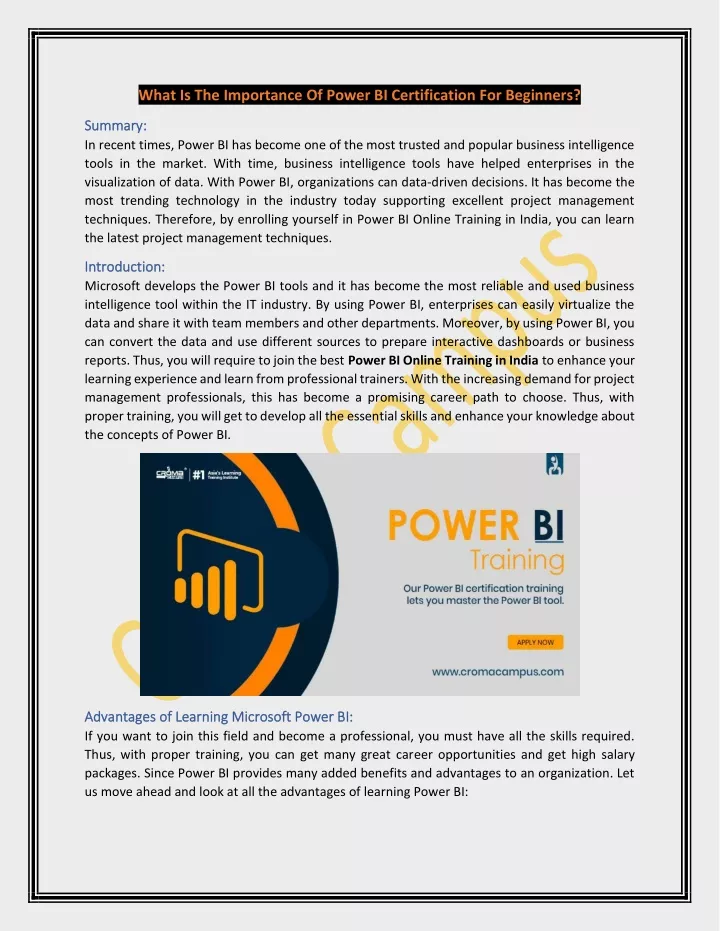 what is the importance of power bi certification