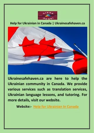 Help for Ukrainian in Canada | Ukrainesafehaven.ca