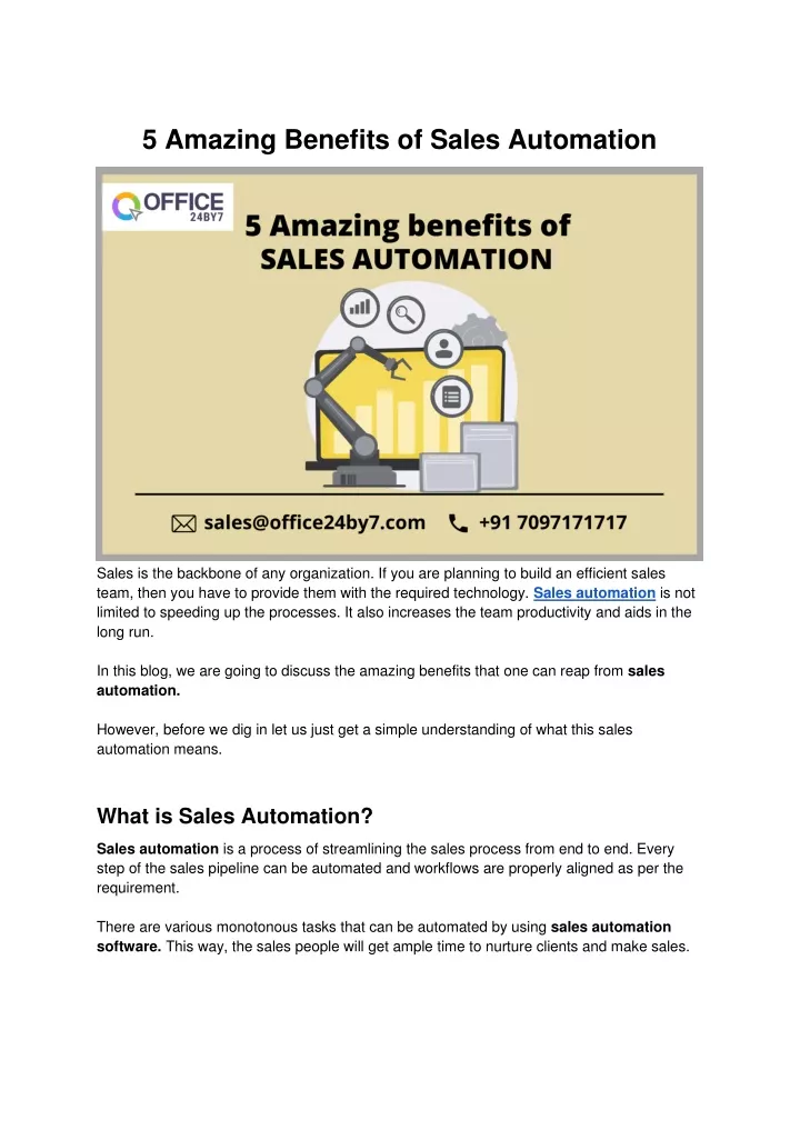 5 amazing benefits of sales automation