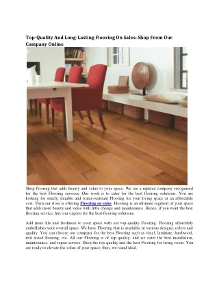 Top-Quality And Long-Lasting Flooring On Sales