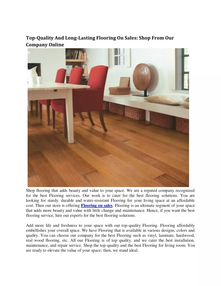 top quality and long lasting flooring on sales