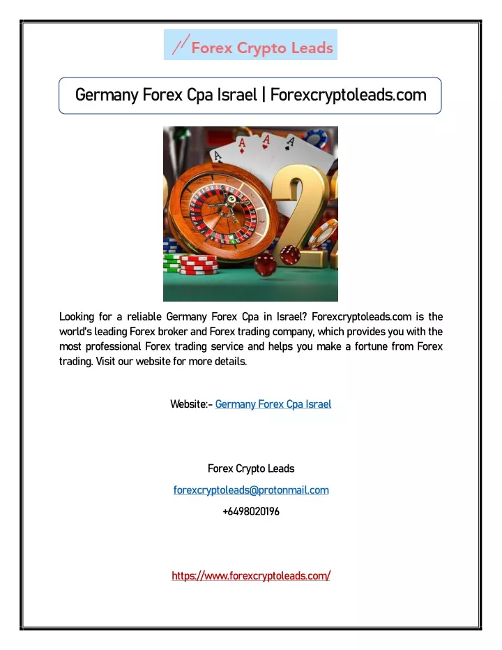 germany forex cpa israel forexcryptoleads com