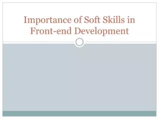 importance of soft skills in front end development