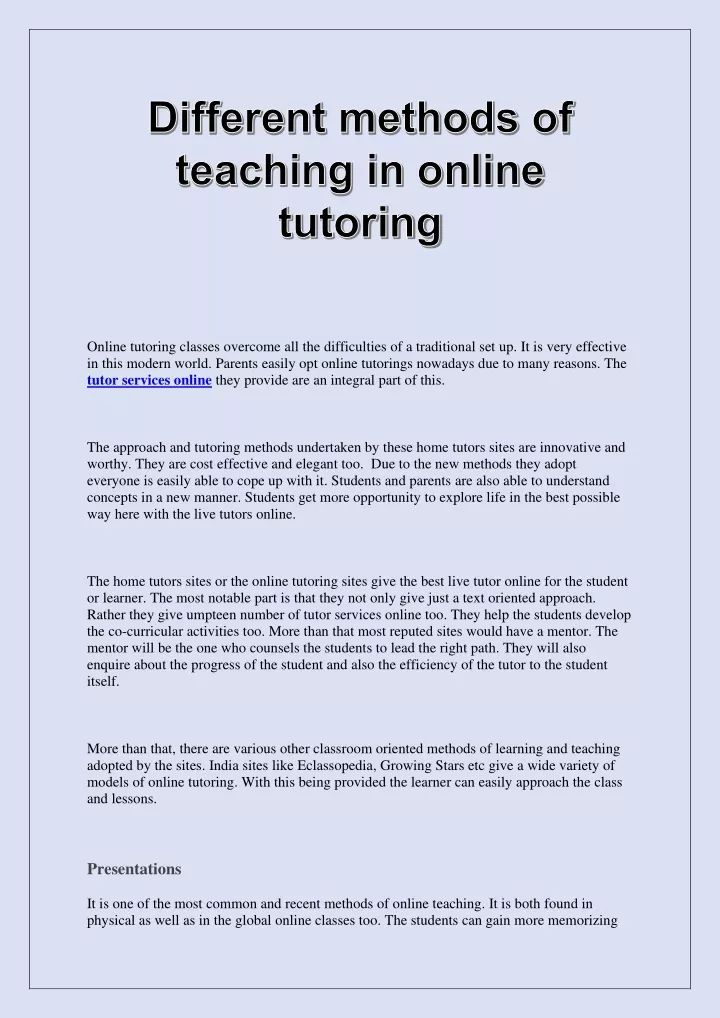 online tutoring classes overcome