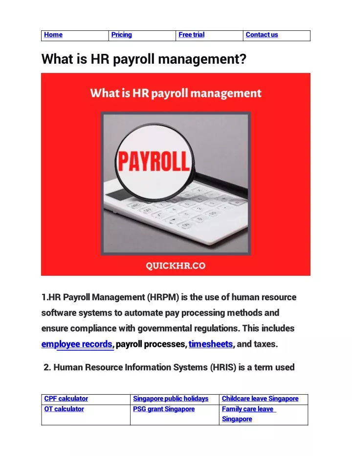 what is hr payroll management