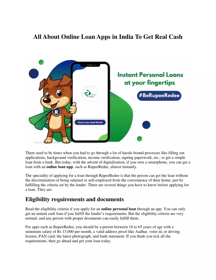 all about online loan apps in india to get real