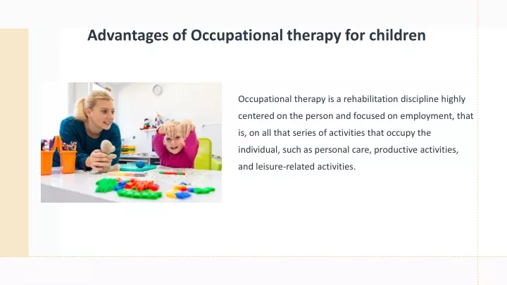 advantages of occupational therapy for children