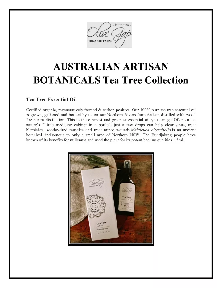 australian artisan botanicals tea tree collection