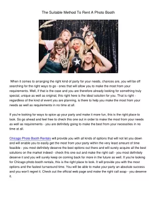 the suitable method to rent a photo booth