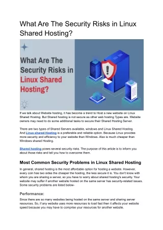 what are the security risks in linux shared