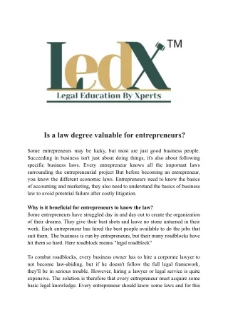 Is a law degree valuable for entrepreneurs