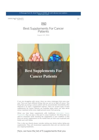 Best Supplements For Cancer Patients