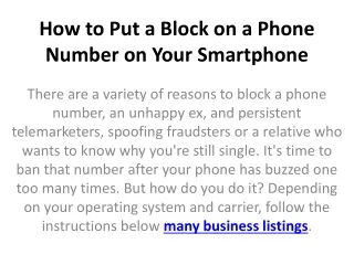 how to put a block on a phone number on your smartphone