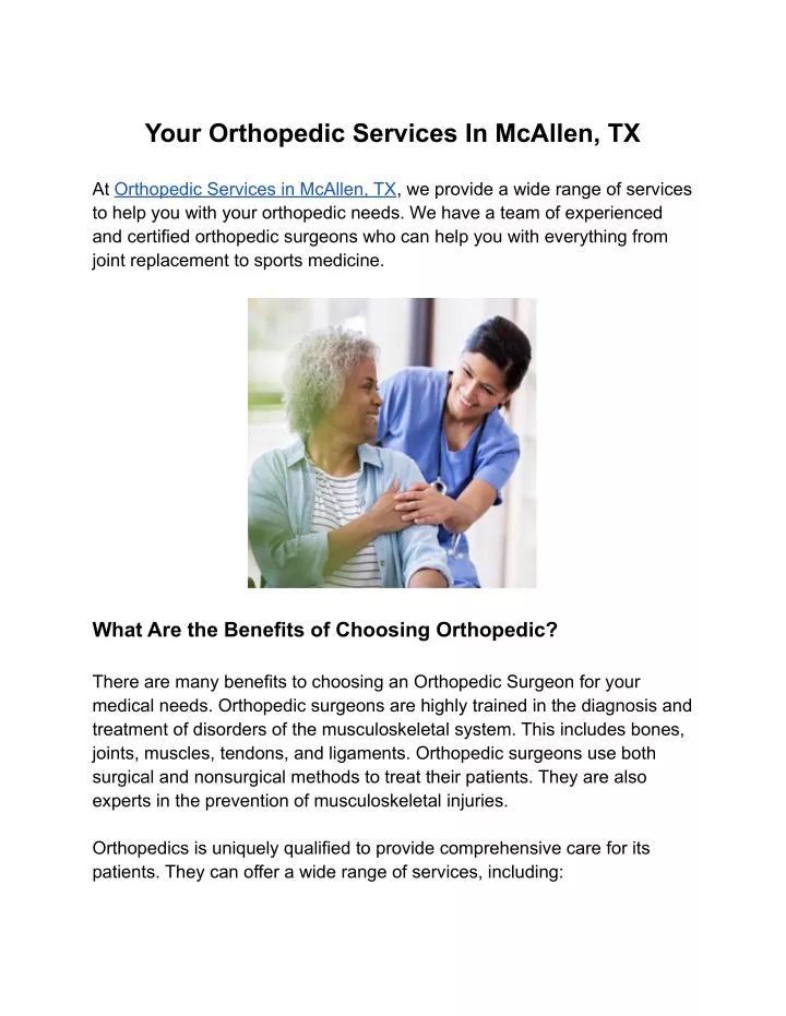 your orthopedic services in mcallen tx