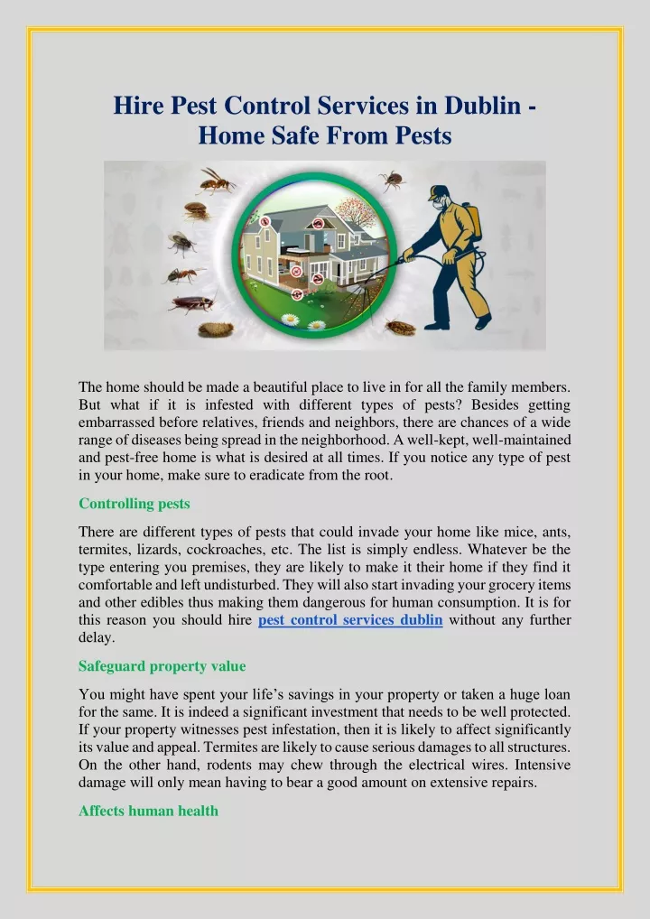 hire pest control services in dublin home safe