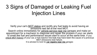 3 signs of damaged or leaking fuel injection lines