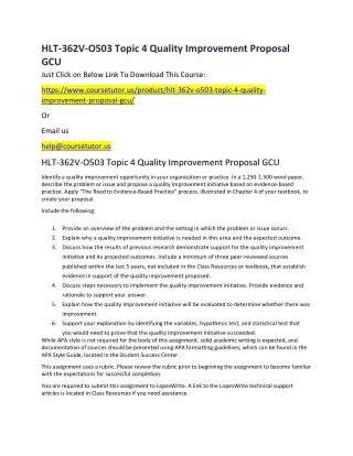 HLT-362V-O503 Topic 4 Quality Improvement Proposal GCU