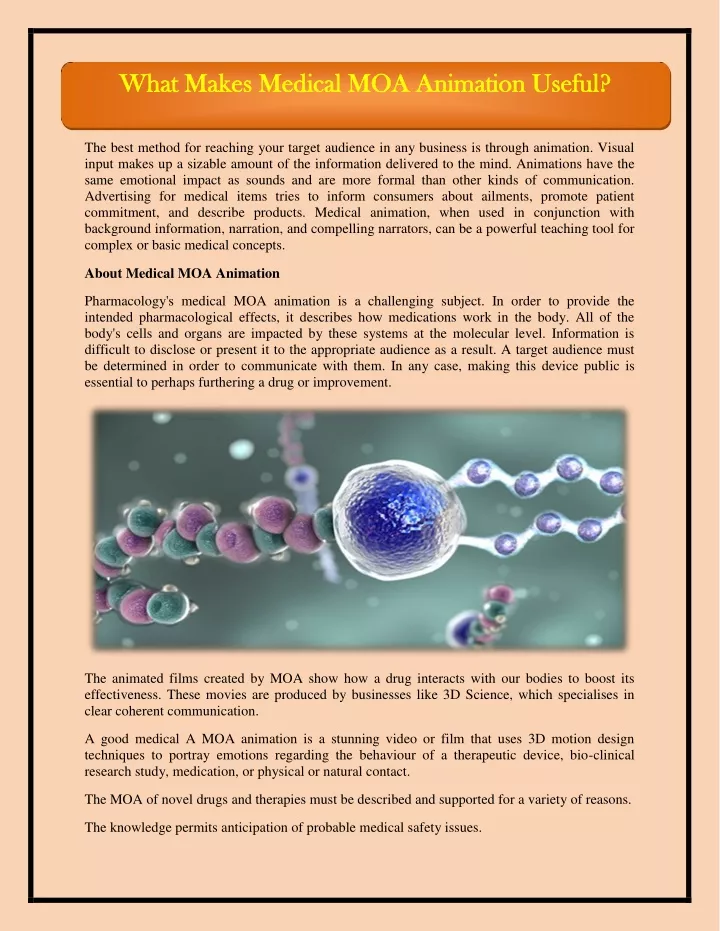 what makes medical moa animation useful what
