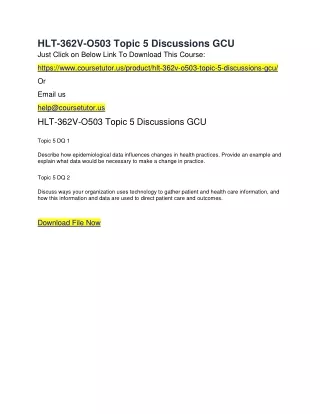 HLT-362V-O503 Topic 5 Discussions GCU