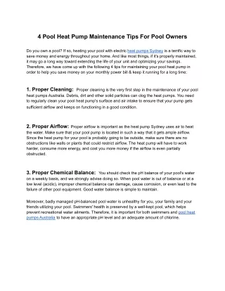 4 Pool Heat Pump Maintenance Tips For Pool Owners