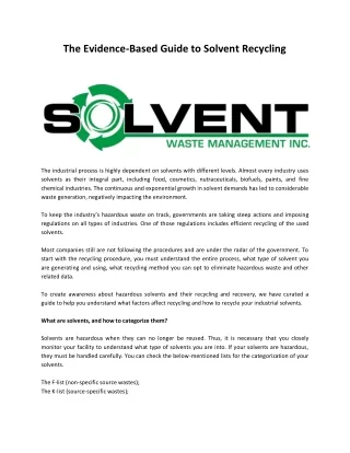 The Evidence-Based Guide to Solvent Recycling
