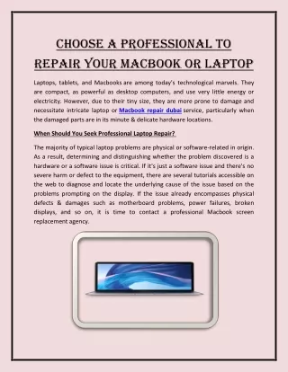 Choose A Professional To Repair Your Macbook or Laptop