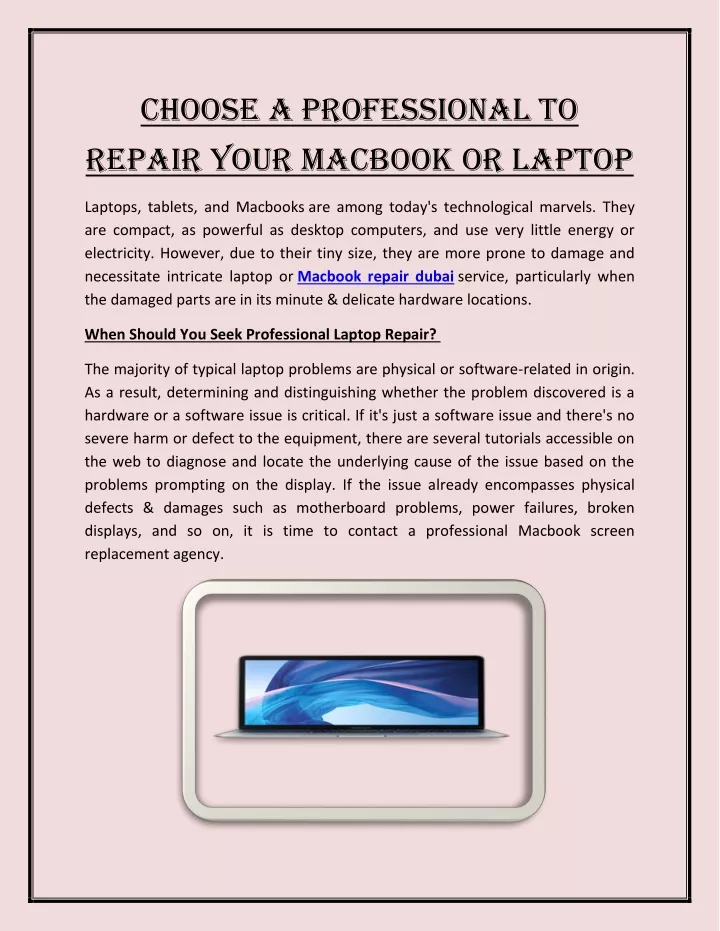 choose a professional to repair your macbook