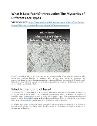 what is lace fabric introduction the mysteries