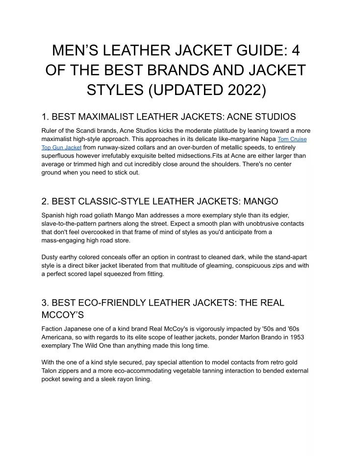 men s leather jacket guide 4 of the best brands