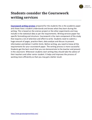 students consider the coursework writing services