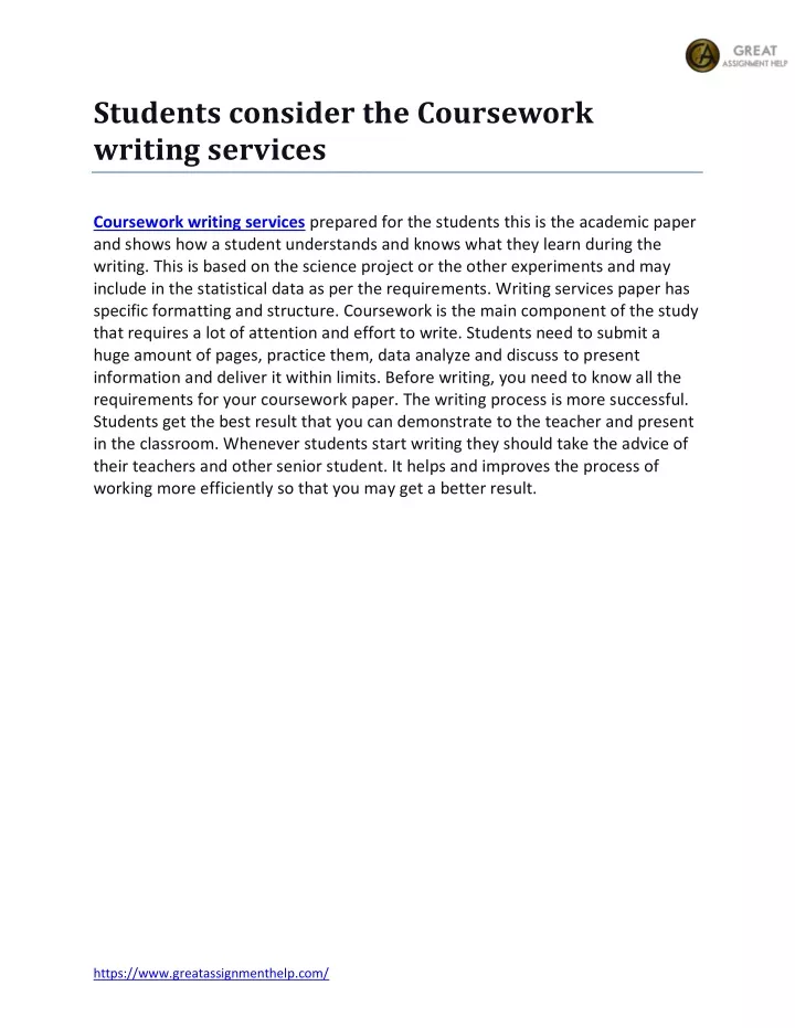 students consider the coursework writing services