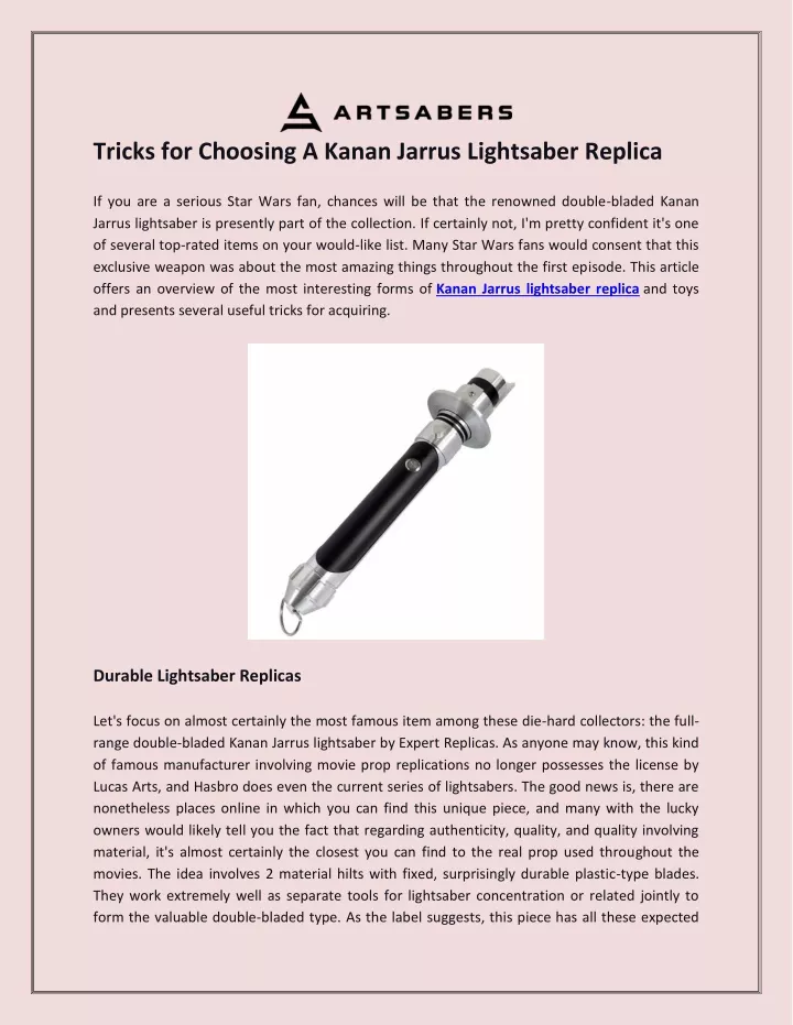 tricks for choosing a kanan jarrus lightsaber