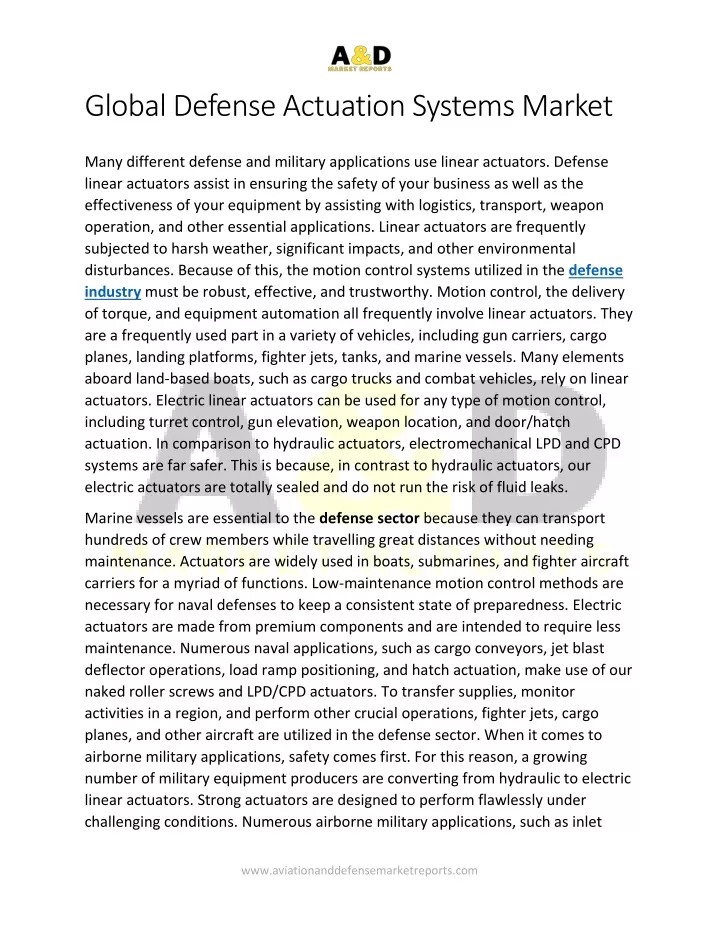 global defense actuation systems market
