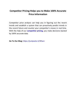 competitor pricing helps you to make 100 accurate