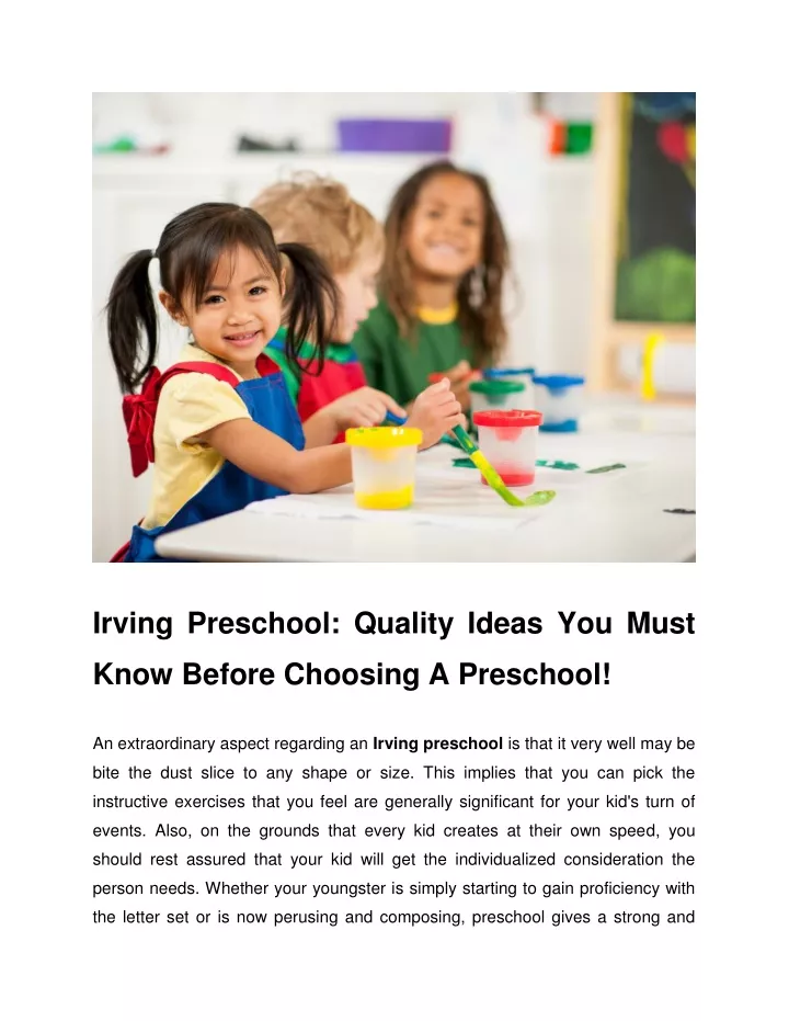 irving preschool quality ideas you must