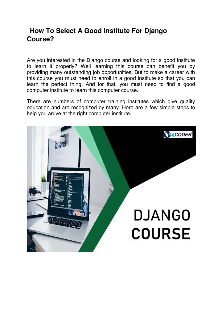 how to select a good institute for django course