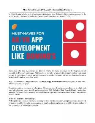 must haves for an ar vr app development like
