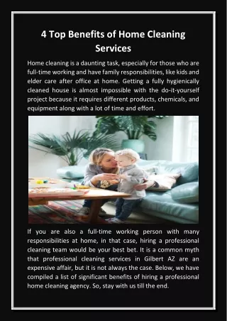4 Top Benefits of Home Cleaning Services