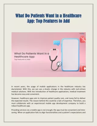 what do patients want in a healthcare what