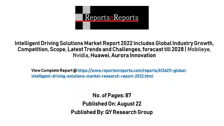 no of pages 87 published on august 22 published by qy research group