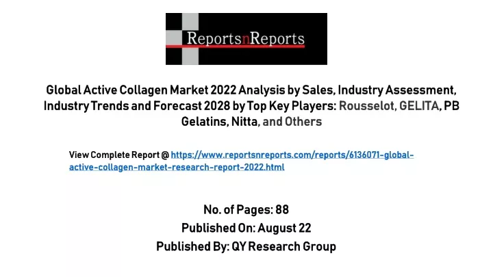 no of pages 88 published on august 22 published by qy research group