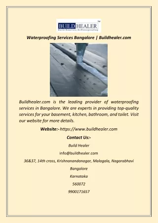 waterproofing services bangalore buildhealer com