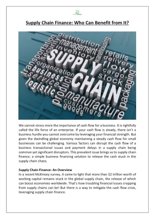 supply chain finance who can benefit from it